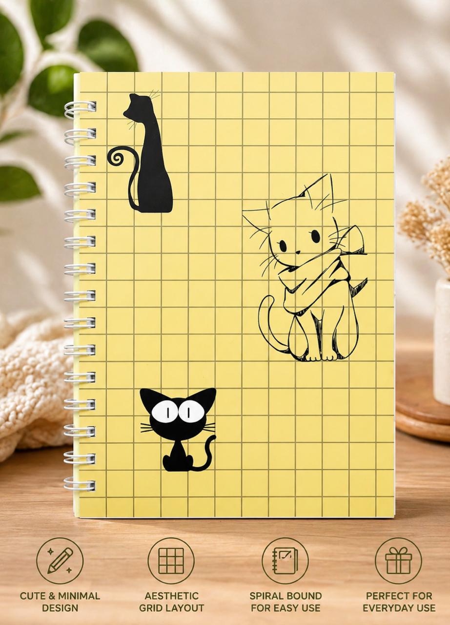 Aesthetic A5 Wiro Journal/Planner – Cat Edition