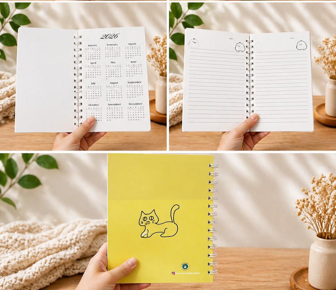 Aesthetic A5 Wiro Journal/Planner – Cat Edition